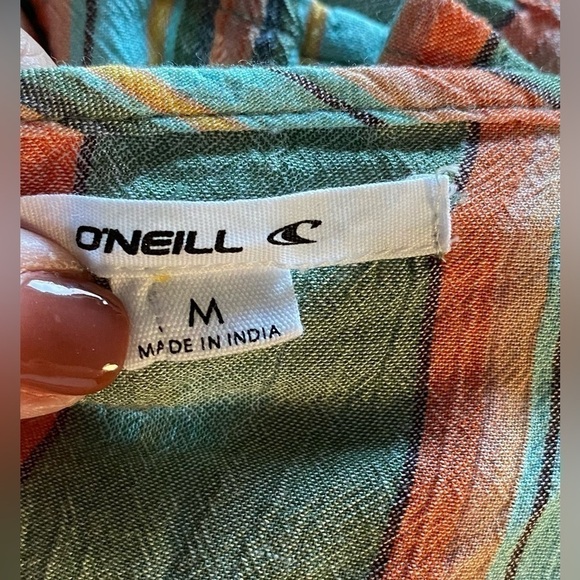 O'Neill Boho Striped Rosie Crop Top Long Sleeve Elastic Band Tie Front Medium - Picture 3 of 11